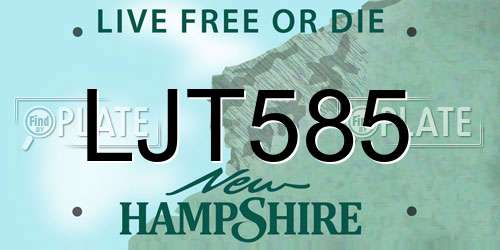 LJT585 New Hampshire License Plate