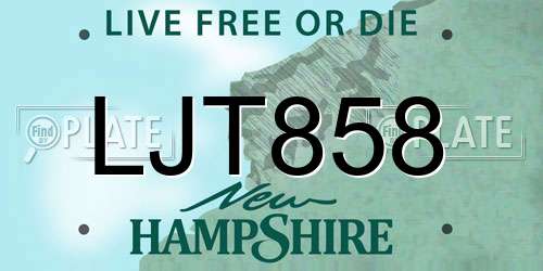 LJT858 New Hampshire License Plate