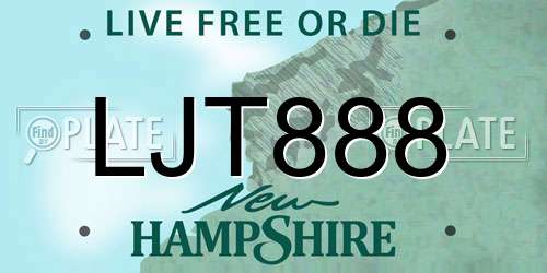 LJT888 New Hampshire License Plate