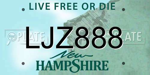 LJZ888 New Hampshire License Plate