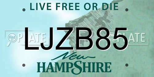 LJZB85 New Hampshire License Plate