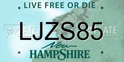 LJZS85 New Hampshire License Plate