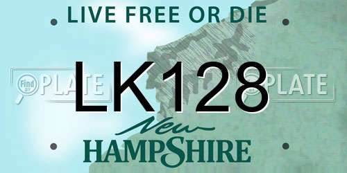 LK128 New Hampshire License Plate