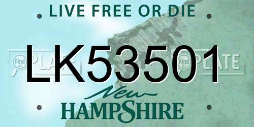 LK53501 New Hampshire License Plate