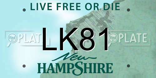 LK81 New Hampshire License Plate