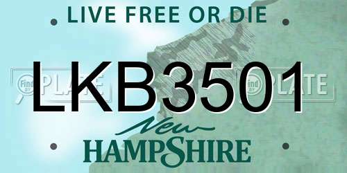LKB3501 New Hampshire License Plate