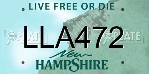 LLA472 New Hampshire License Plate