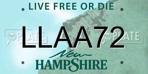 LLAA72 New Hampshire License Plate