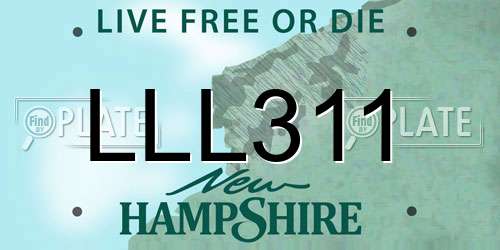LLL311 New Hampshire License Plate