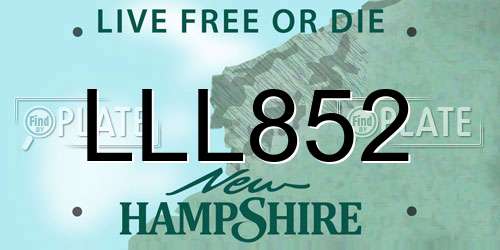 LLL852 New Hampshire License Plate
