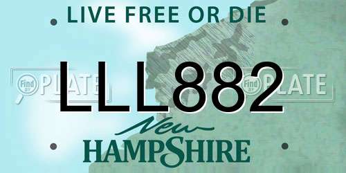 LLL882 New Hampshire License Plate