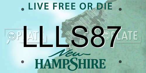LLLS87 New Hampshire License Plate