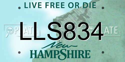 LLS834 New Hampshire License Plate