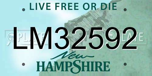 LM32592 New Hampshire License Plate