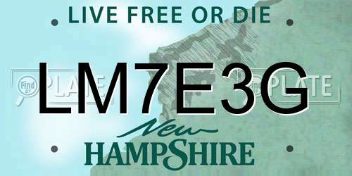 LM7E3G New Hampshire License Plate
