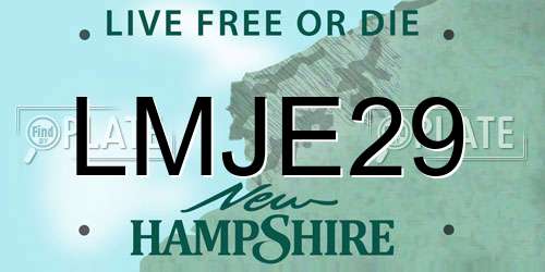 LMJE29 New Hampshire License Plate