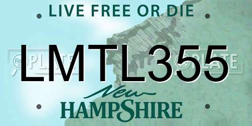 LMTL355 New Hampshire License Plate