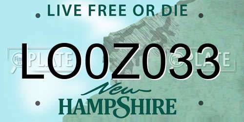 LO0Z033 New Hampshire License Plate