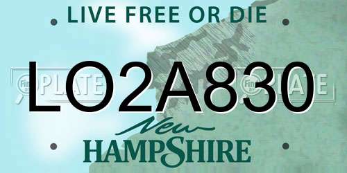 LO2A830 New Hampshire License Plate