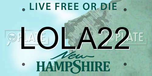 LOLA22 New Hampshire License Plate