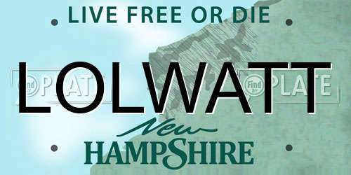 LOLWATT New Hampshire License Plate