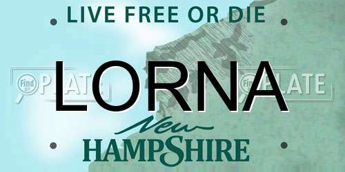 LORNA New Hampshire License Plate