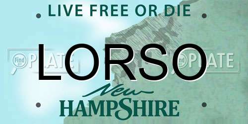 LORSO New Hampshire License Plate