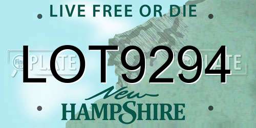 LOT9294 New Hampshire License Plate