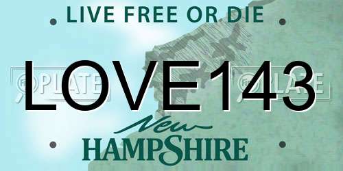 LOVE143 New Hampshire License Plate