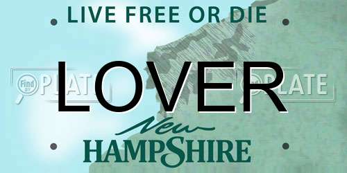 LOVER New Hampshire License Plate