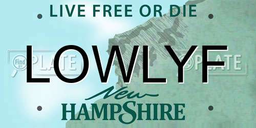 LOWLYF New Hampshire License Plate