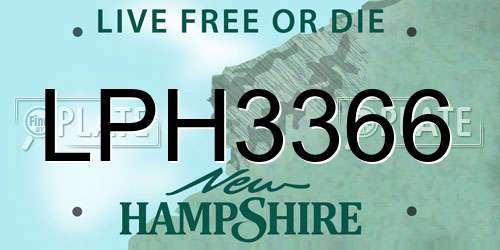 LPH3366 New Hampshire License Plate