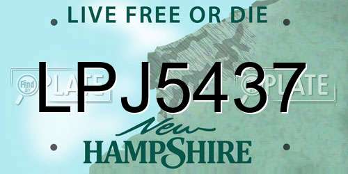 LPJ5437 New Hampshire License Plate