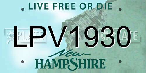 LPV1930 New Hampshire License Plate