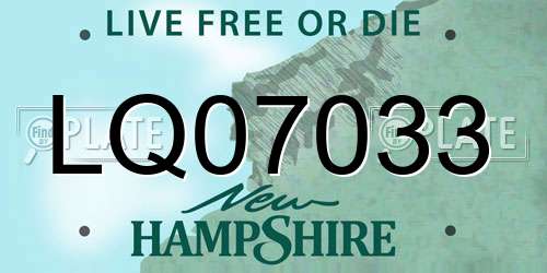 LQ07033 New Hampshire License Plate