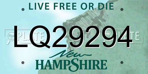 LQ29294 New Hampshire License Plate