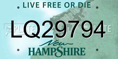 LQ29794 New Hampshire License Plate