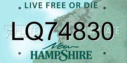 LQ74830 New Hampshire License Plate