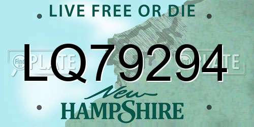LQ79294 New Hampshire License Plate
