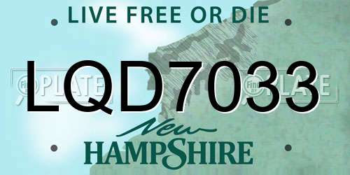 LQD7033 New Hampshire License Plate