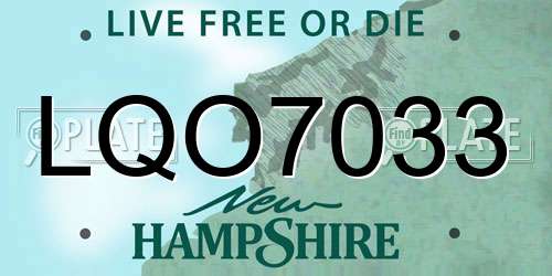 LQO7033 New Hampshire License Plate