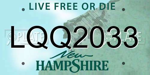 LQQ2033 New Hampshire License Plate