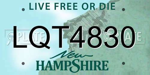 LQT4830 New Hampshire License Plate