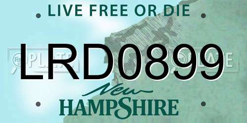 LRD0899 New Hampshire License Plate