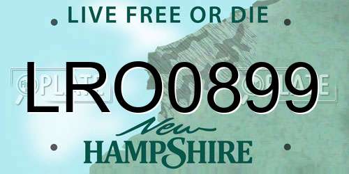 LRO0899 New Hampshire License Plate