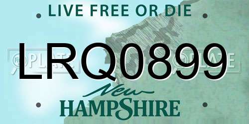 LRQ0899 New Hampshire License Plate
