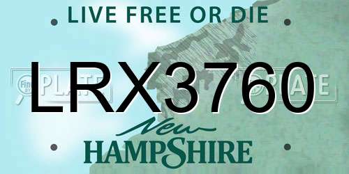 LRX3760 New Hampshire License Plate