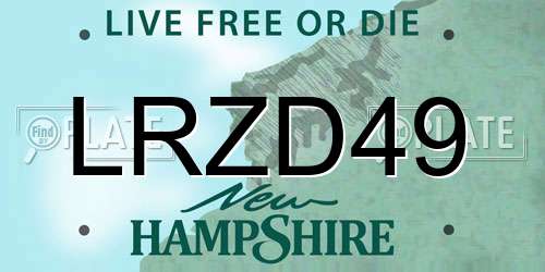 LRZD49 New Hampshire License Plate