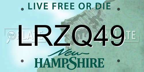 LRZQ49 New Hampshire License Plate