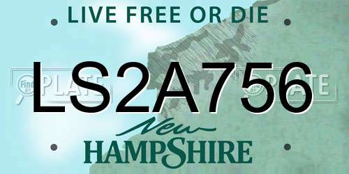 LS2A756 New Hampshire License Plate